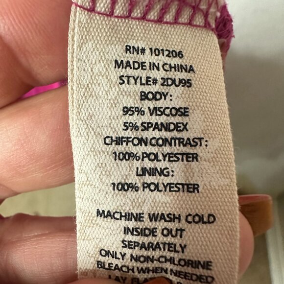 Soft Surroundings Pink Maxi Dress sz M Haylee Asymmetrical Chiffon Trim - Picture 7 of 8